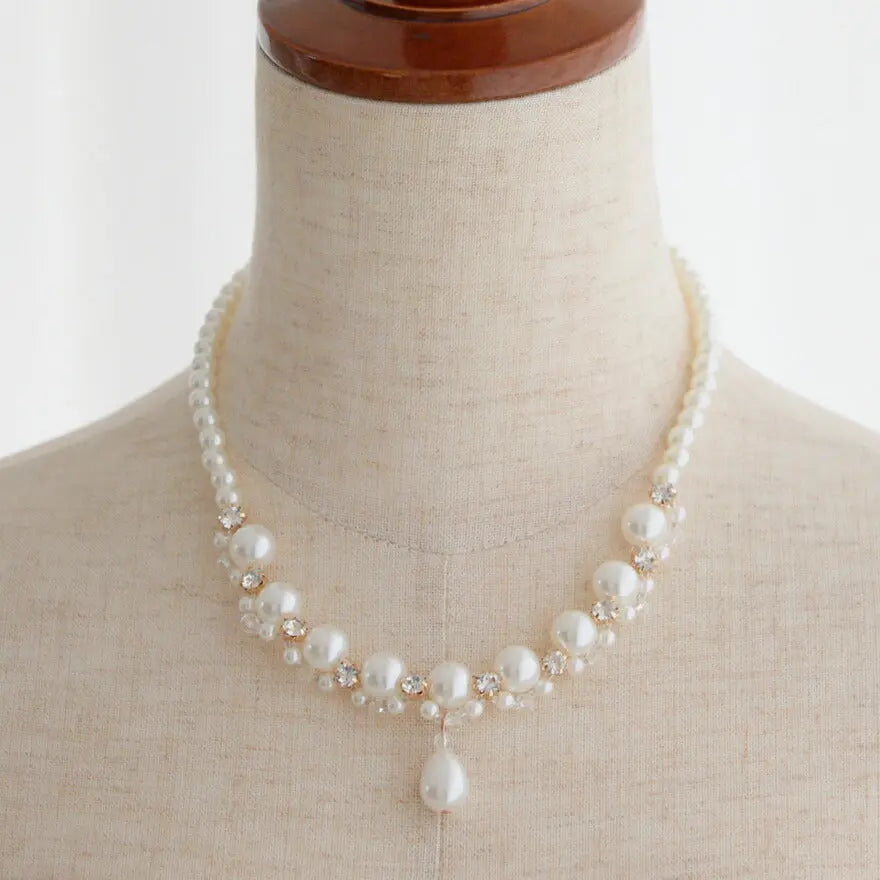 ネックレス結婚式パールアクセサリーパーティーゴージャスショートレディース2連50cm2WAYウェディングシンプルボリュームパールネックレス