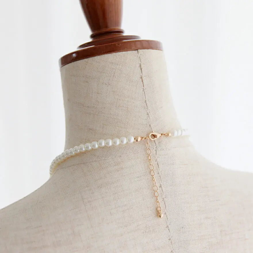 ネックレス結婚式パールアクセサリーパーティーゴージャスショートレディース2連50cm2WAYウェディングシンプルボリュームパールネックレス