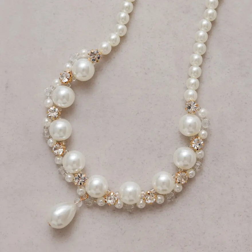 ネックレス結婚式パールアクセサリーパーティーゴージャスショートレディース2連50cm2WAYウェディングシンプルボリュームパールネックレス