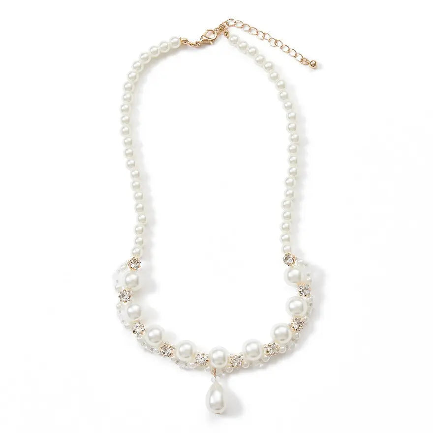 ネックレス結婚式パールアクセサリーパーティーゴージャスショートレディース2連50cm2WAYウェディングシンプルボリュームパールネックレス