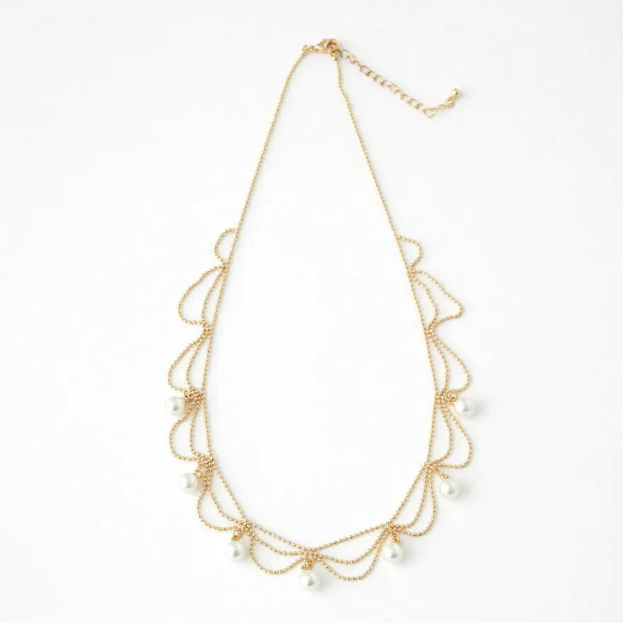 【30%OFFクーポンで2233円】ネックレス結婚式パールアクセサリーパーティーゴージャスショートレディースチェーンウェディングシンプルボリュームパールネックレス