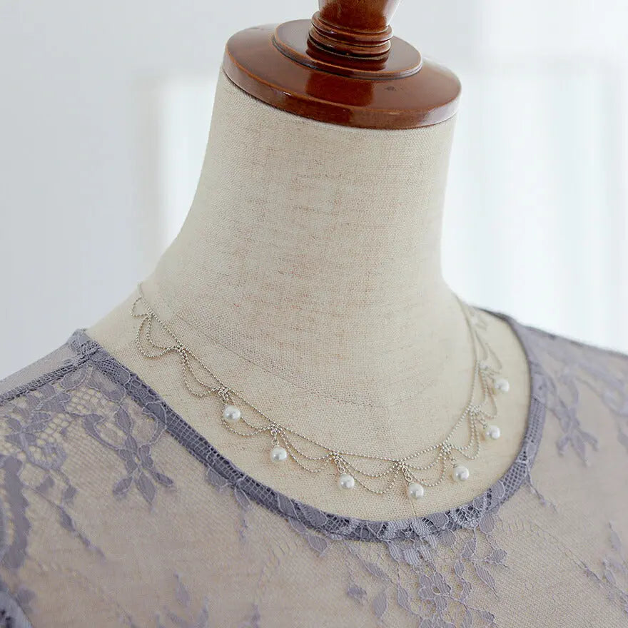 ネックレス結婚式パールアクセサリーパーティーゴージャスショートレディース2連50cm2WAYウェディングシンプルボリュームパールネックレス
