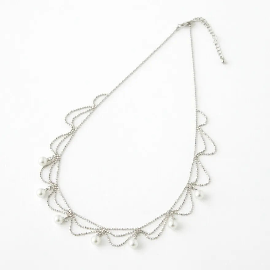 ネックレス結婚式パールアクセサリーパーティーゴージャスショートレディース2連50cm2WAYウェディングシンプルボリュームパールネックレス