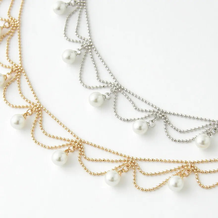 ネックレス結婚式パールアクセサリーパーティーゴージャスショートレディース2連50cm2WAYウェディングシンプルボリュームパールネックレス