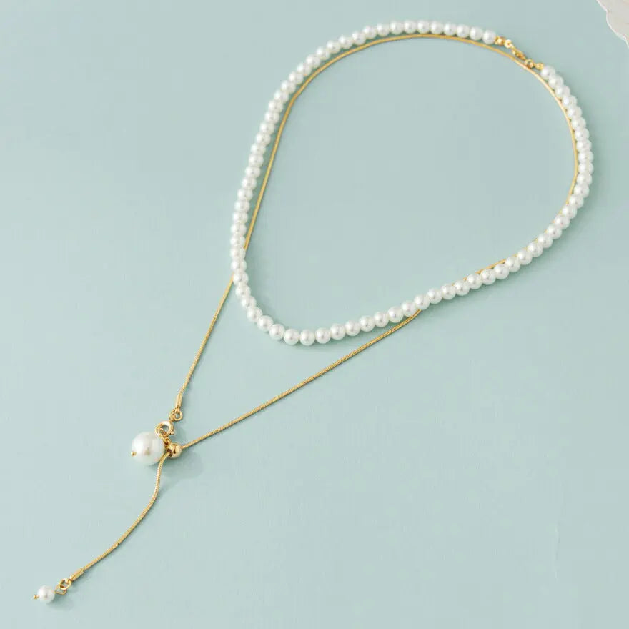 ネックレス結婚式パールアクセサリーパーティーゴージャスショートレディース2連50cm2WAYウェディングシンプルボリュームパールネックレス