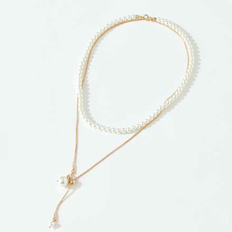 ネックレス結婚式パールアクセサリーパーティーゴージャスショートレディース2連50cm2WAYウェディングシンプルボリュームパールネックレス