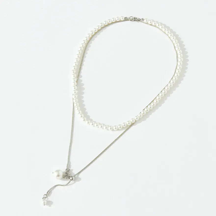 ネックレス結婚式パールアクセサリーパーティーゴージャスショートレディース2連50cm2WAYウェディングシンプルボリュームパールネックレス