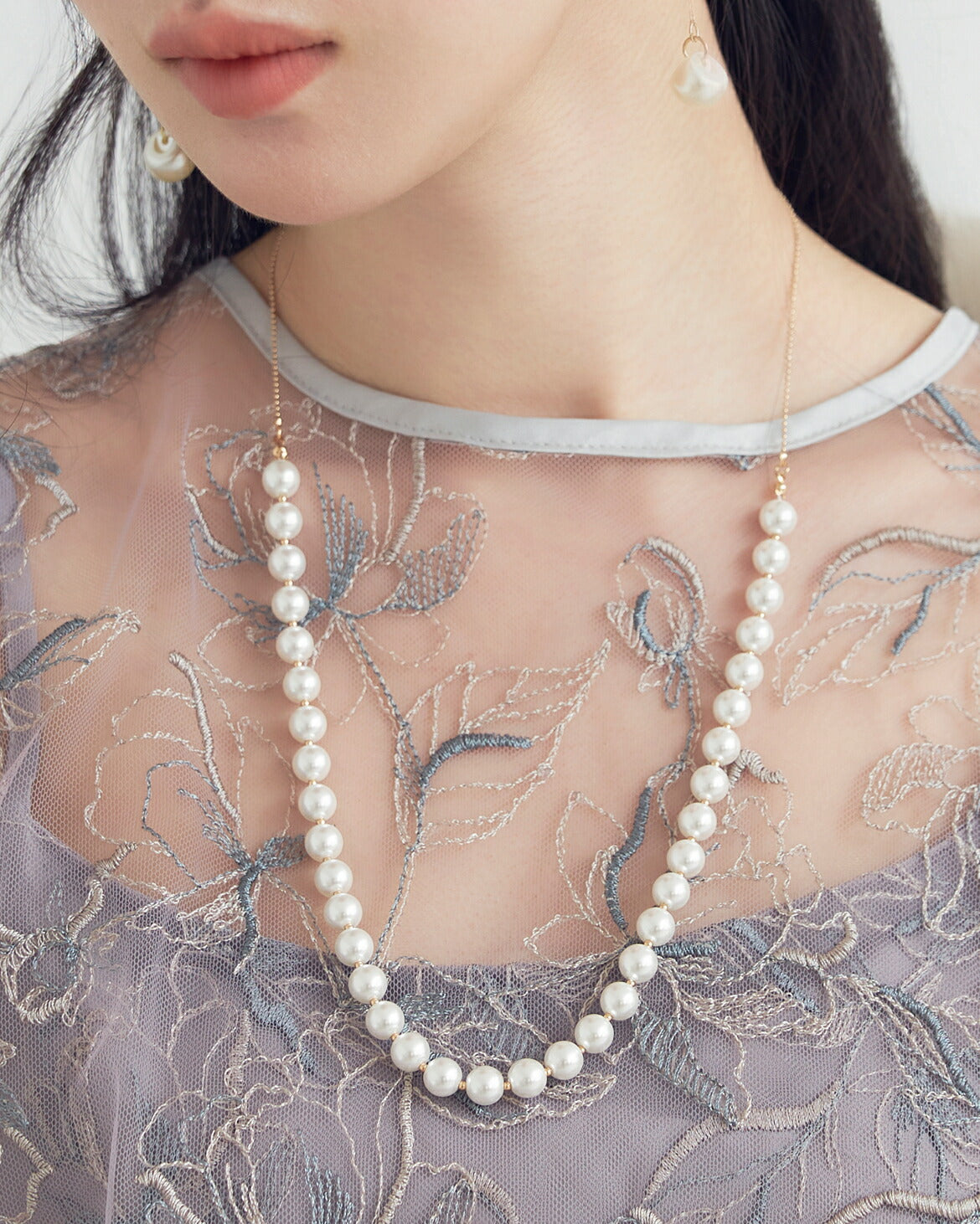 ネックレス結婚式パールアクセサリーパーティーゴージャスショートレディース2連50cm2WAYウェディングシンプルボリュームパールネックレス