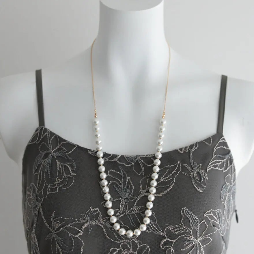 ネックレス結婚式パールアクセサリーパーティーゴージャスショートレディース2連50cm2WAYウェディングシンプルボリュームパールネックレス