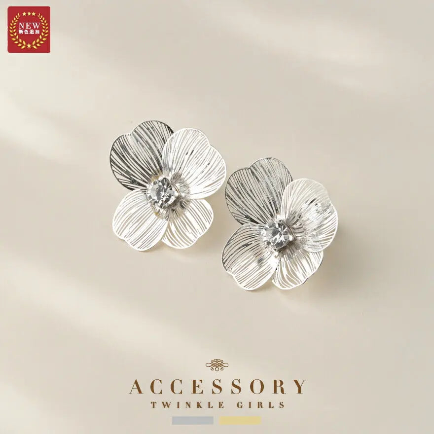 イヤリング レディース オールシーズン 痛くなりにくい フラワーモチーフ ゴールド/シルバー 大ぶり パーティードレス通販TwinkleGIrls