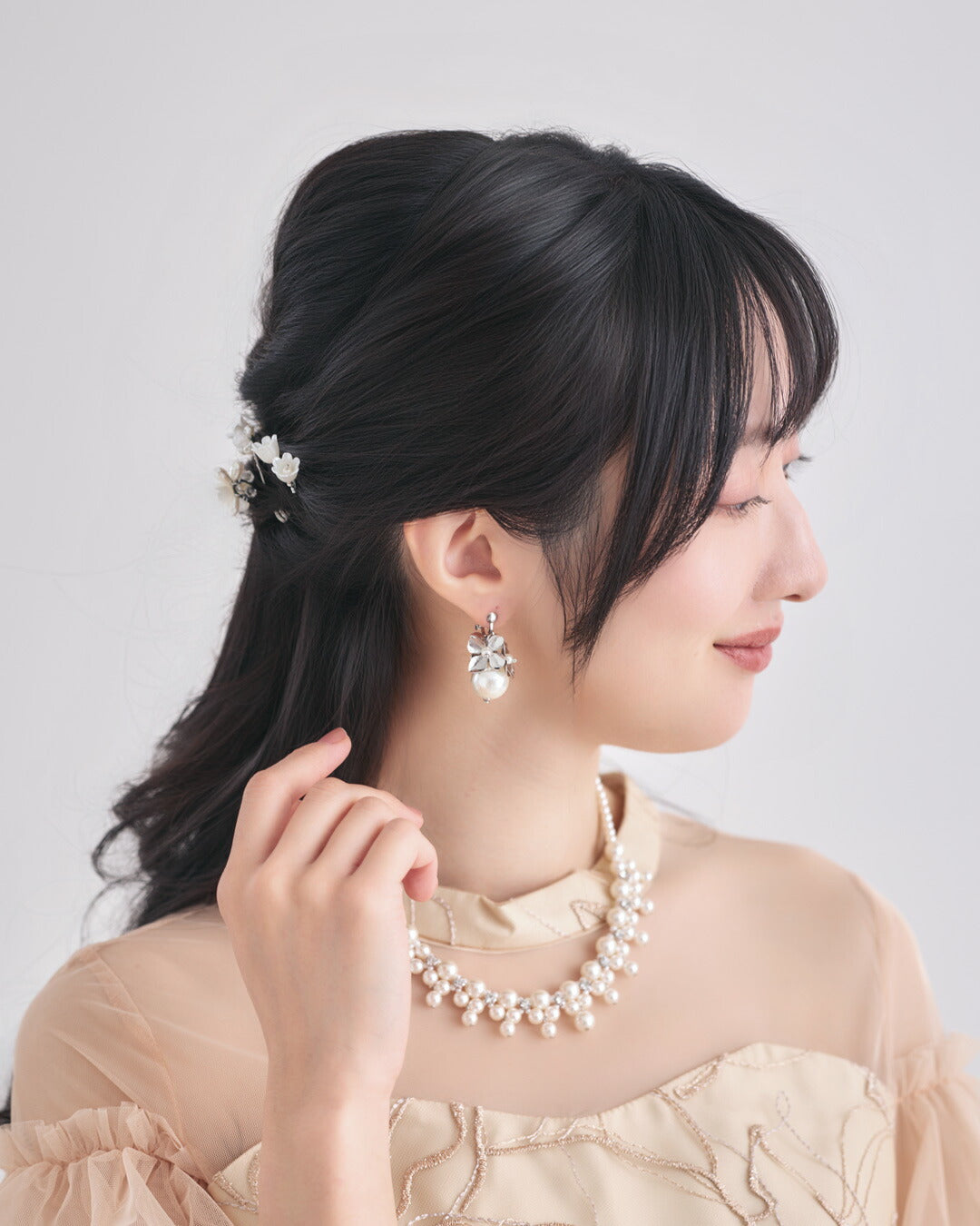 ヘアアクセサリー結婚式パールUピンアクセサリーヘアアクセサリーゲストパーティーヘアアクセゴールドお呼ばれ二次会