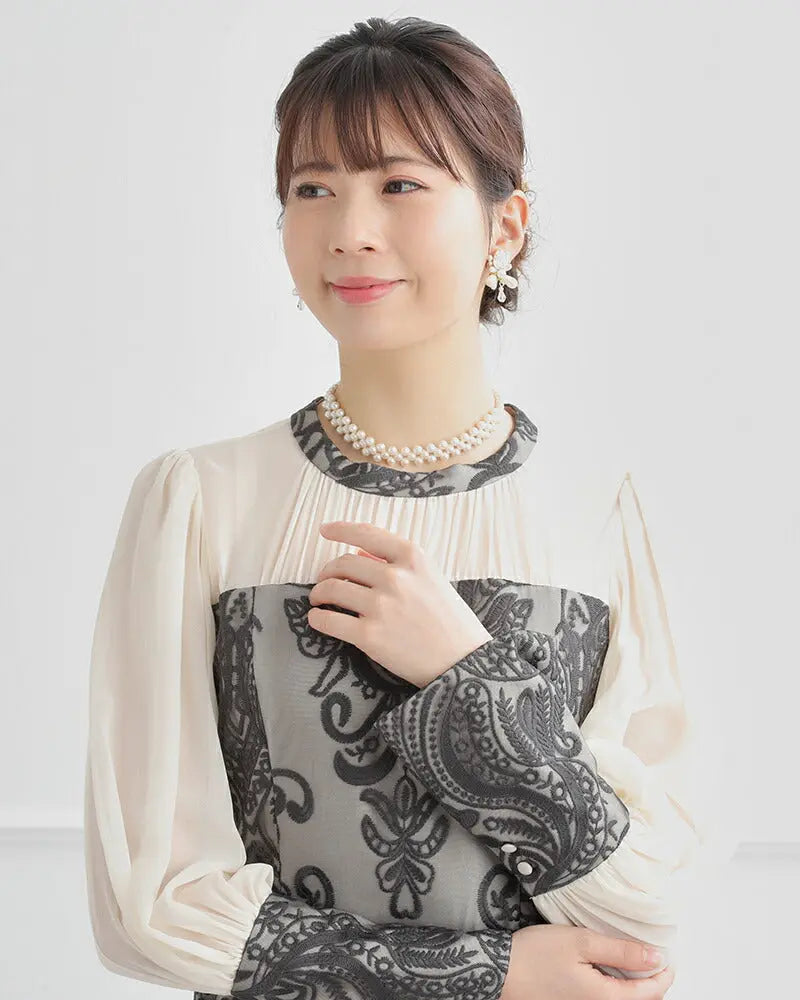 ネックレス結婚式パールアクセサリーパーティーゴージャスショートレディース2連50cm2WAYウェディングシンプルボリュームパールネックレス