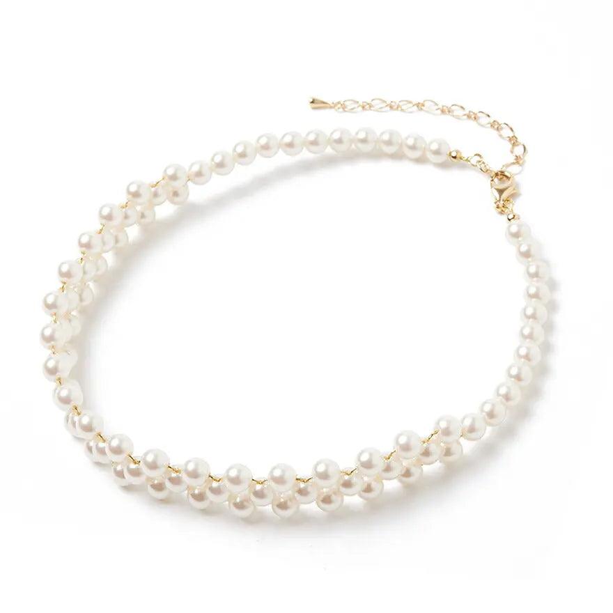 編み上げパールネックレスネックレスパール結婚式アクセサリーチョーカーフォーマルパーティーレディースウェディングシンプルボリュームショート