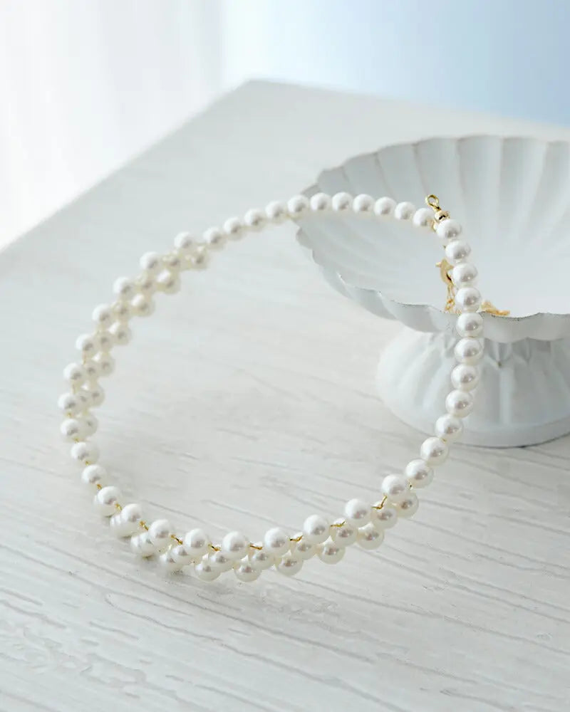 ネックレス結婚式パールアクセサリーパーティーゴージャスショートレディース2連50cm2WAYウェディングシンプルボリュームパールネックレス