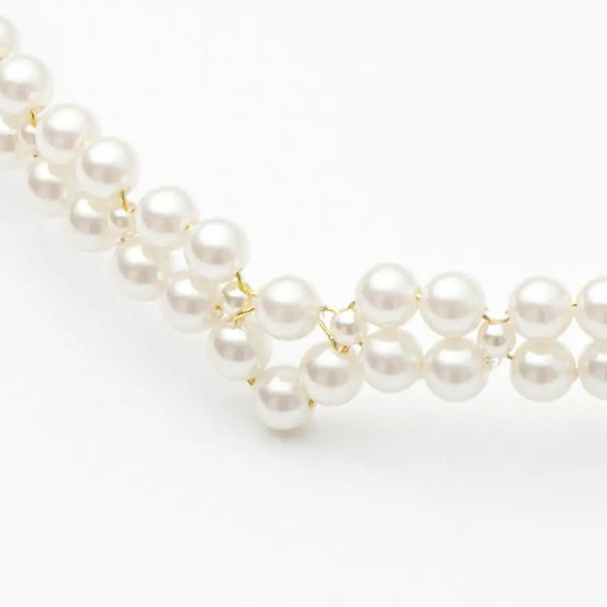 編み上げパールネックレスネックレスパール結婚式アクセサリーチョーカーフォーマルパーティーレディースウェディングシンプルボリュームショート