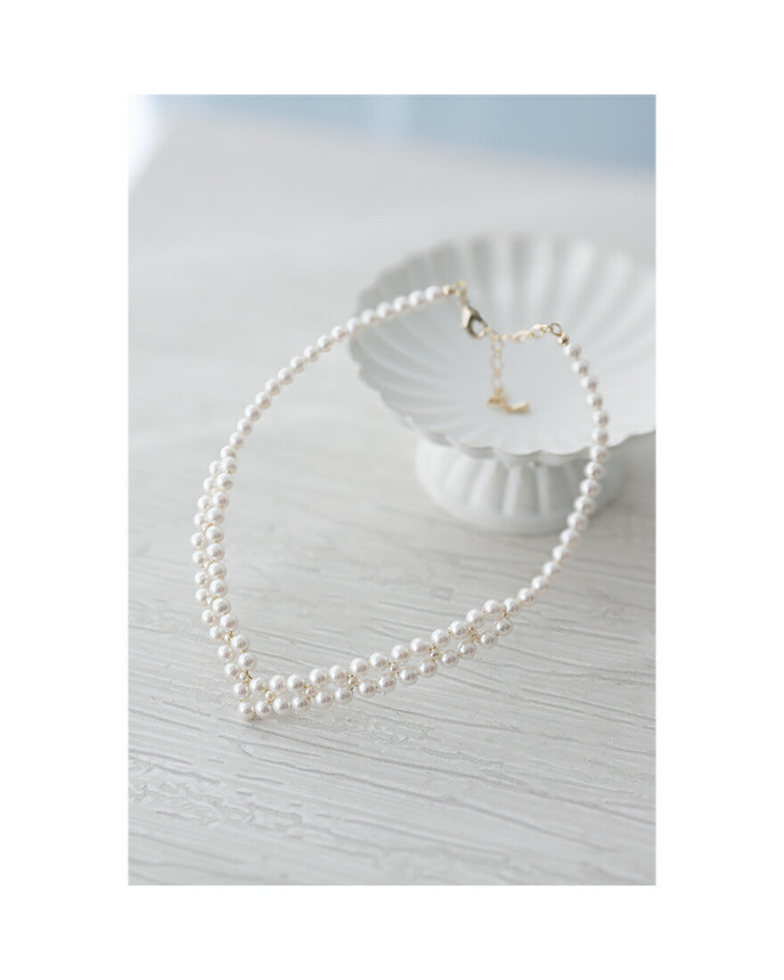 ネックレス結婚式パールアクセサリーパーティーゴージャスショートレディース2連50cm2WAYウェディングシンプルボリュームパールネックレス