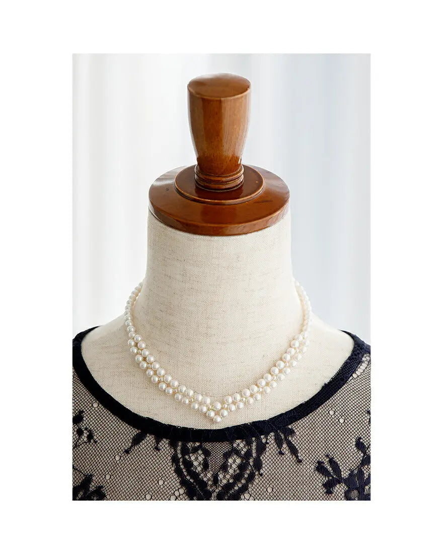 ネックレス結婚式パールアクセサリーパーティーゴージャスショートレディース2連50cm2WAYウェディングシンプルボリュームパールネックレス