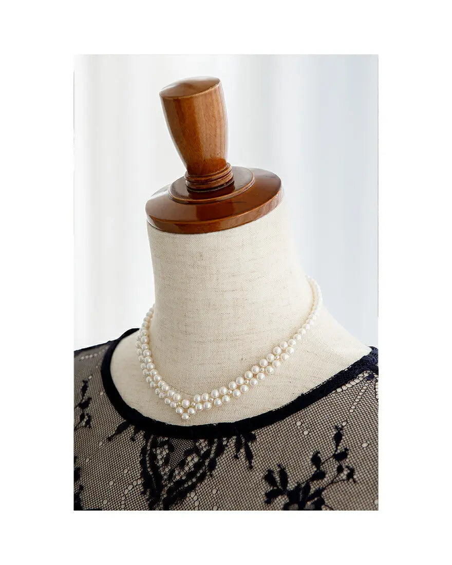 ネックレス結婚式パールアクセサリーパーティーゴージャスショートレディース2連50cm2WAYウェディングシンプルボリュームパールネックレス