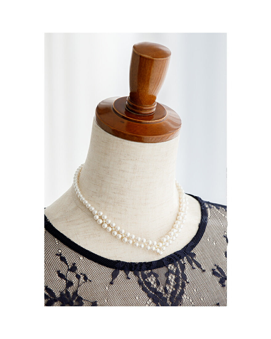 ネックレス結婚式パールアクセサリーパーティーゴージャスショートレディース2連50cm2WAYウェディングシンプルボリュームパールネックレス