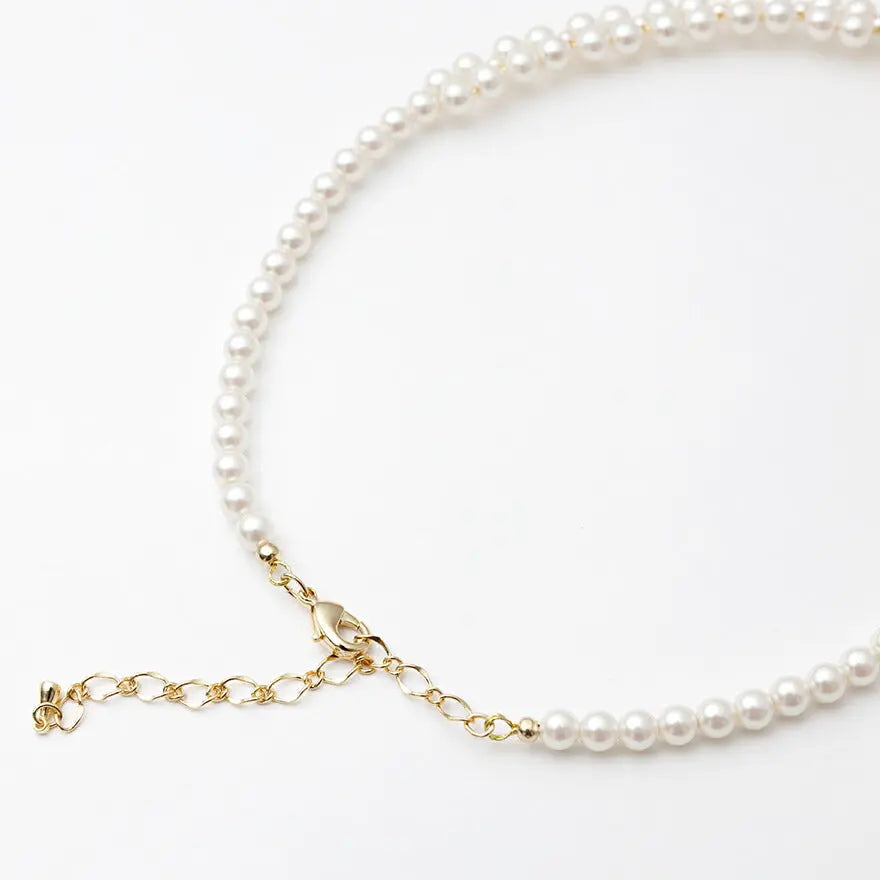 ネックレス結婚式パールアクセサリーパーティーゴージャスショートレディース2連50cm2WAYウェディングシンプルボリュームパールネックレス