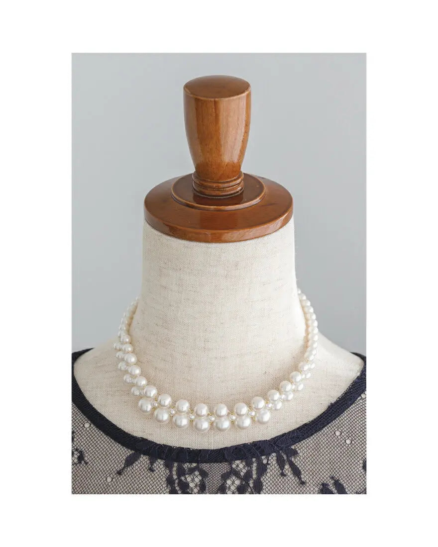 ネックレス結婚式パールアクセサリーパーティーゴージャスショートレディース2連50cm2WAYウェディングシンプルボリュームパールネックレス