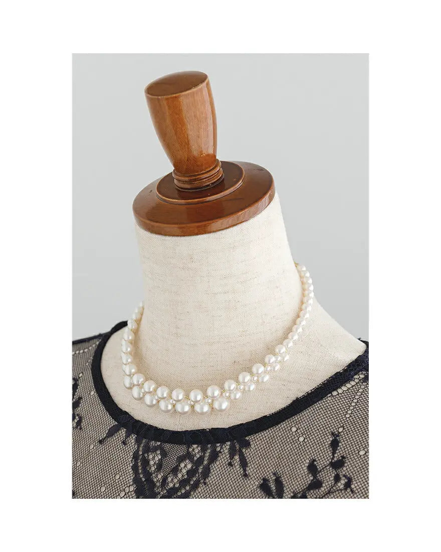 ネックレス結婚式パールアクセサリーパーティーゴージャスショートレディース2連50cm2WAYウェディングシンプルボリュームパールネックレス