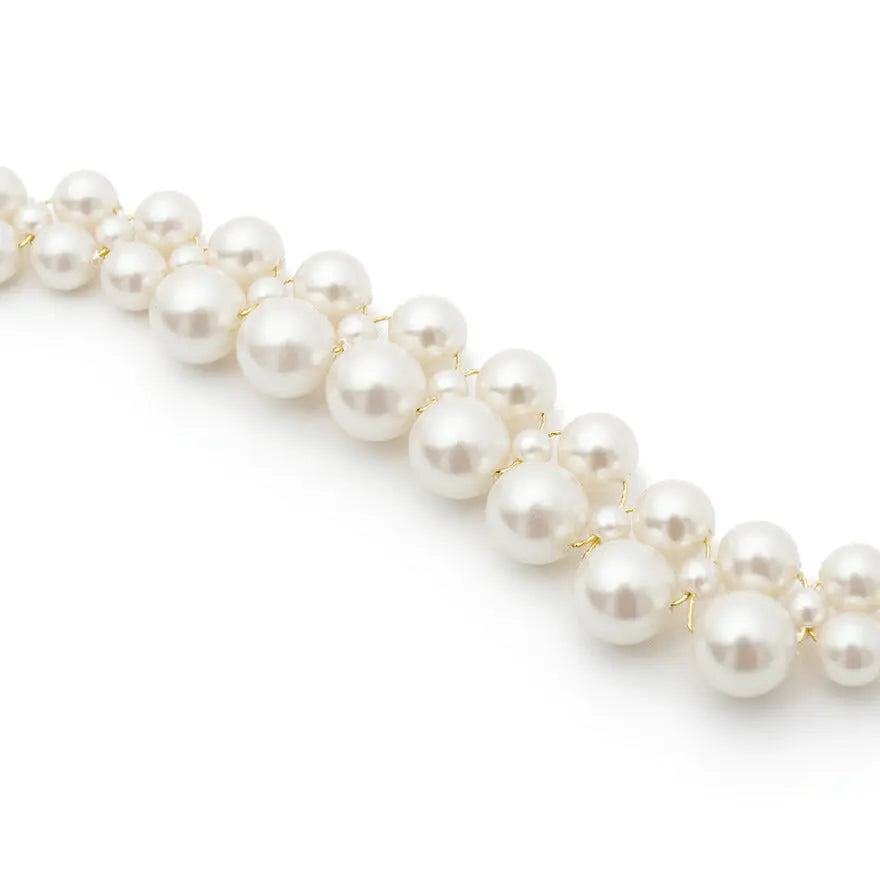 ネックレス結婚式パールアクセサリーパーティーゴージャスショートレディース2連50cm2WAYウェディングシンプルボリュームパールネックレス