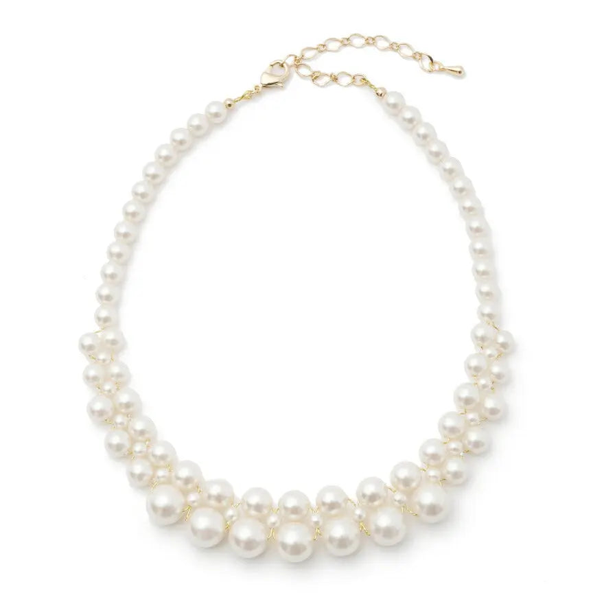 ネックレス結婚式パールアクセサリーパーティーゴージャスショートレディース2連50cm2WAYウェディングシンプルボリュームパールネックレス