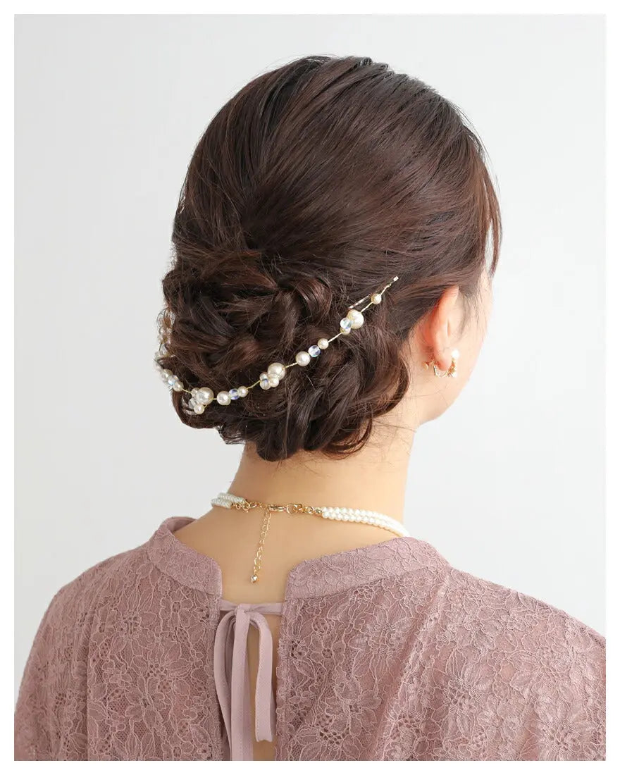 ヘアアクセサリー結婚式パールUピンアクセサリーヘアアクセサリーゲストパーティーヘアアクセゴールドお呼ばれ二次会
