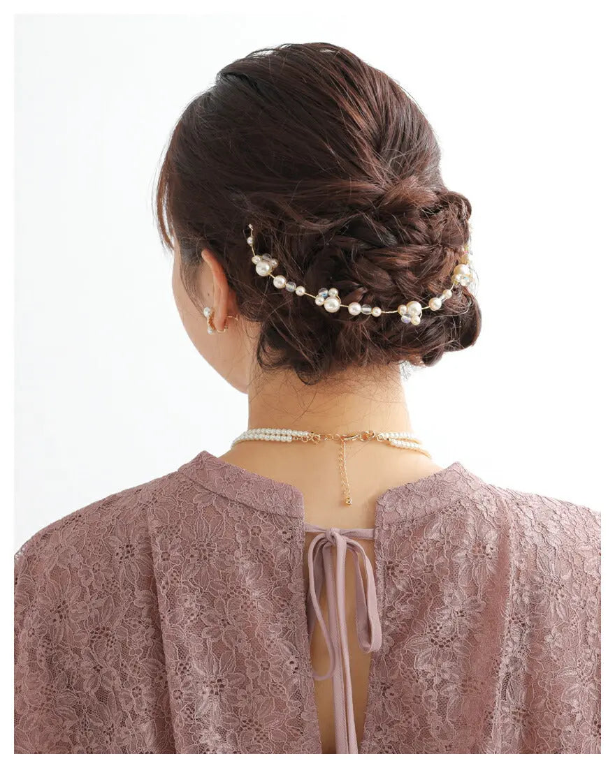 ヘアアクセサリー結婚式パールUピンアクセサリーヘアアクセサリーゲストパーティーヘアアクセゴールドお呼ばれ二次会