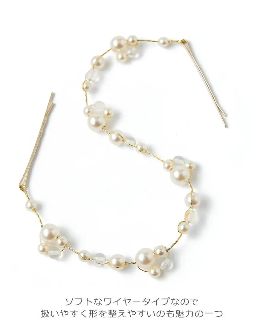 ヘアカフポニーフック結婚式ヘアアクセサリーパールヘアーカフウェディングヘアーアクセサリーお呼ばれゲストヘアピンパーティーヘアアクセ浴衣着物和装花嫁髪飾り二次会