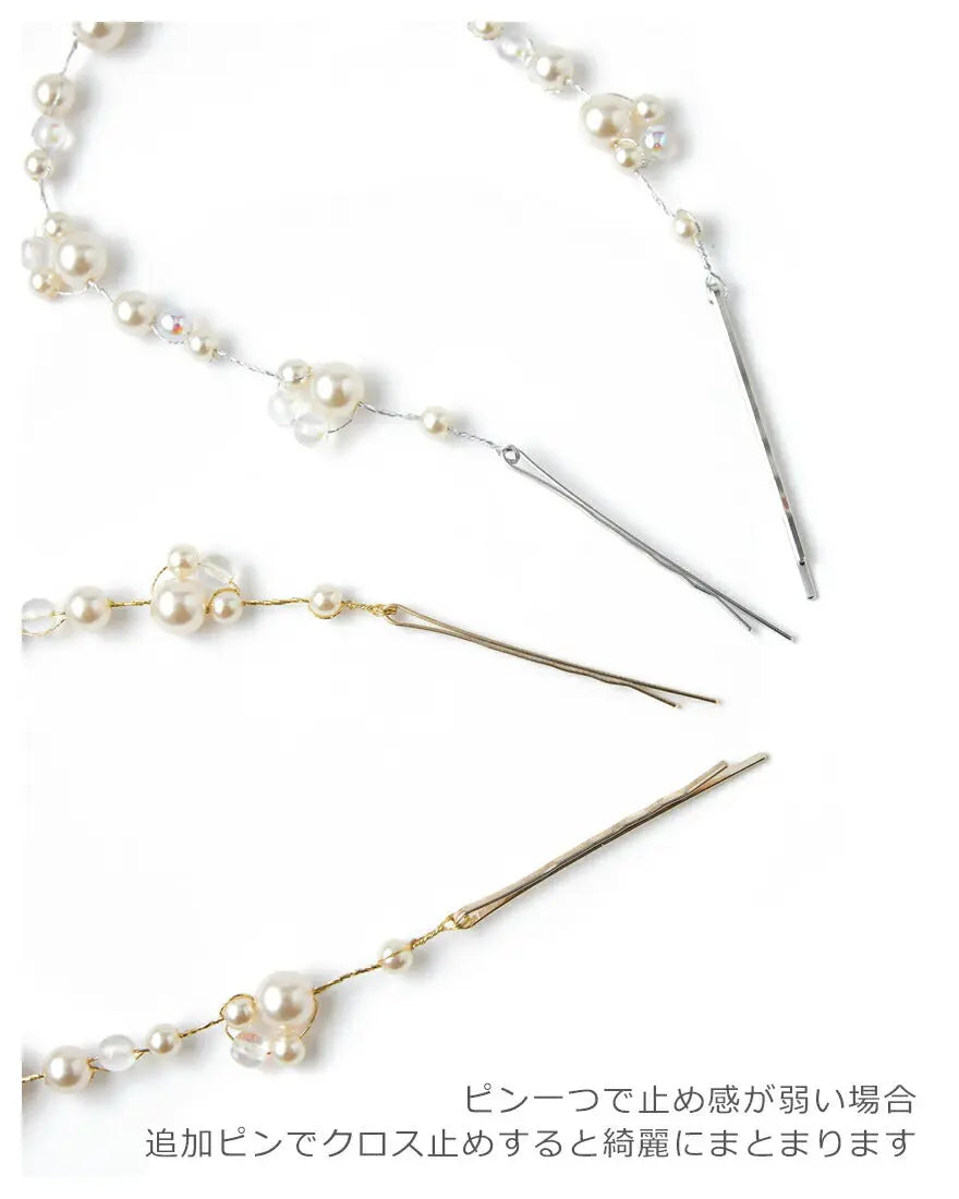 ヘアカフポニーフック結婚式ヘアアクセサリーパールヘアーカフウェディングヘアーアクセサリーお呼ばれゲストヘアピンパーティーヘアアクセ浴衣着物和装花嫁髪飾り二次会