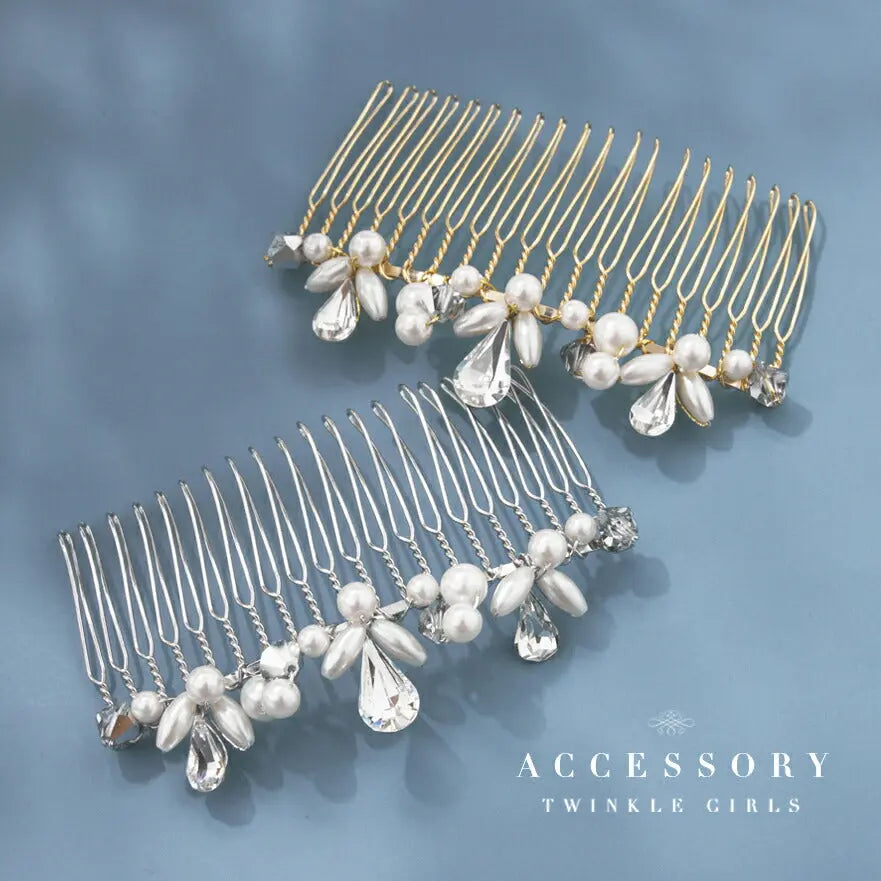 ヘアアクセサリー結婚式パールUピンアクセサリーヘアアクセサリーゲストパーティーヘアアクセゴールドお呼ばれ二次会