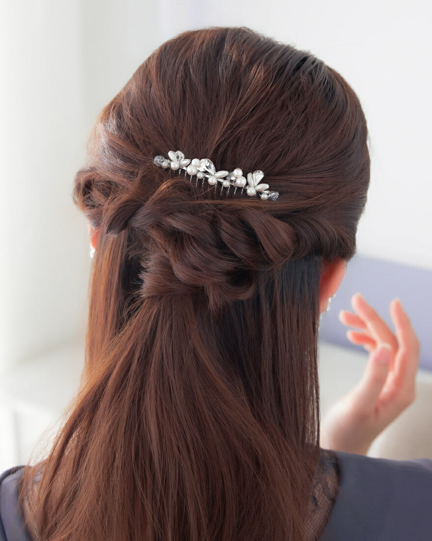 ヘアアクセサリー結婚式パールUピンアクセサリーヘアアクセサリーゲストパーティーヘアアクセゴールドお呼ばれ二次会