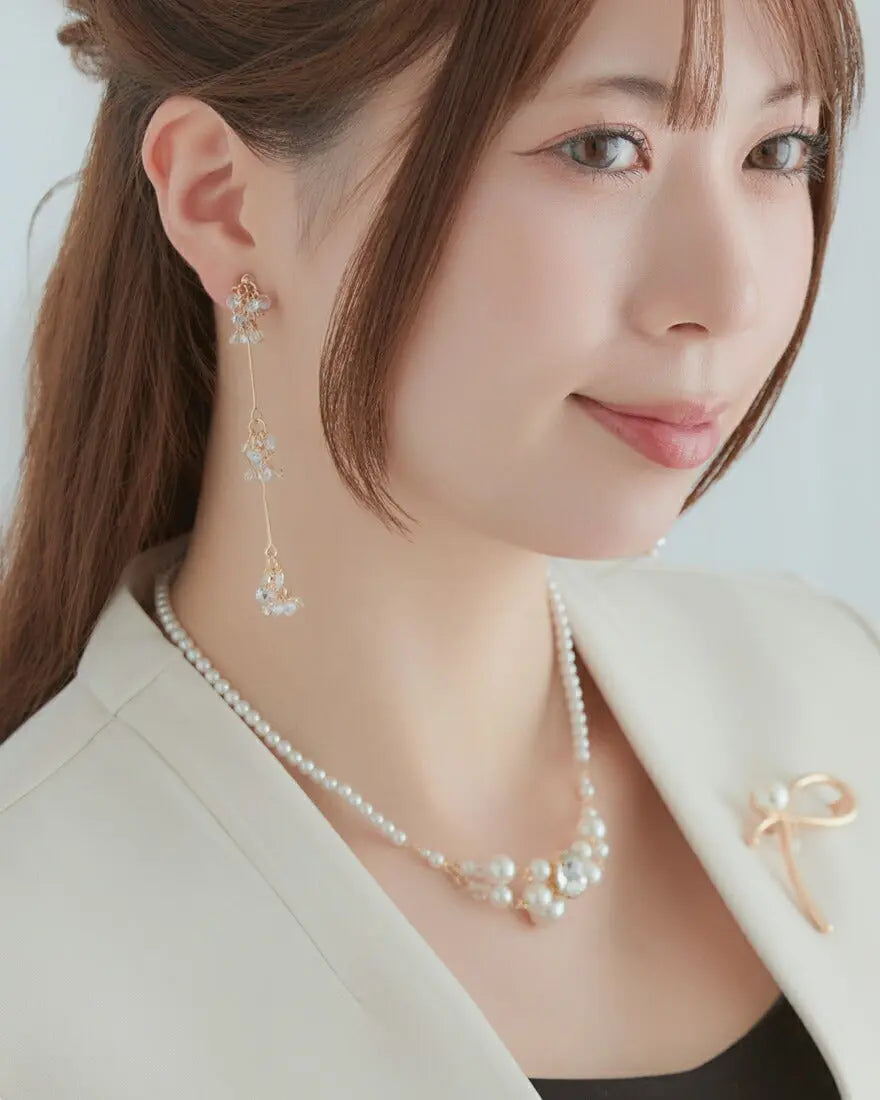 ネックレス結婚式パールアクセサリーパーティーゴージャスショートレディース2連50cm2WAYウェディングシンプルボリュームパールネックレス