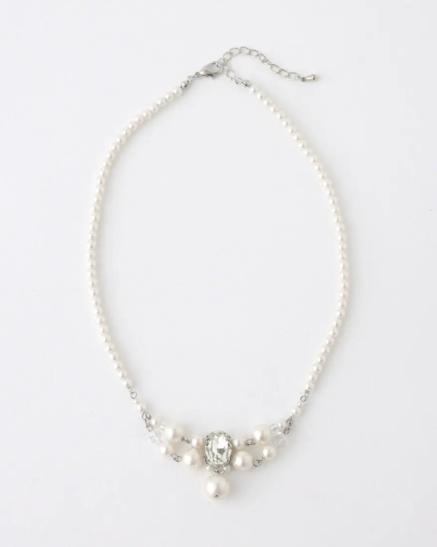 ネックレス結婚式パールアクセサリーパーティーゴージャスショートレディース2連50cm2WAYウェディングシンプルボリュームパールネックレス