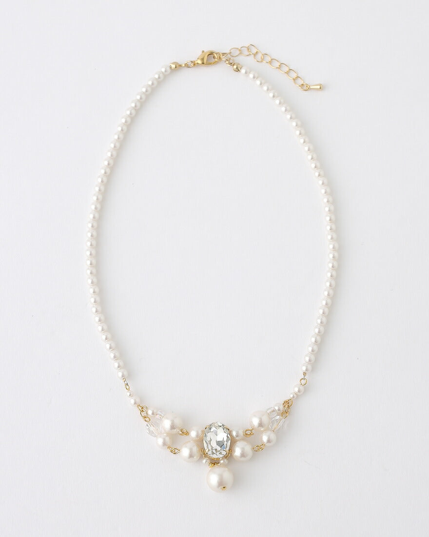 ネックレス結婚式パールアクセサリーパーティーゴージャスショートレディース2連50cm2WAYウェディングシンプルボリュームパールネックレス