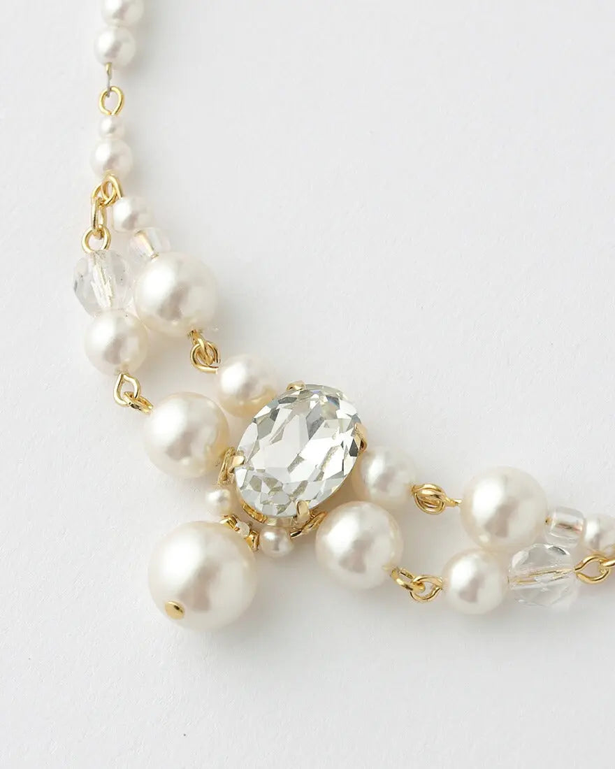 ネックレス結婚式パールアクセサリーパーティーゴージャスショートレディース2連50cm2WAYウェディングシンプルボリュームパールネックレス