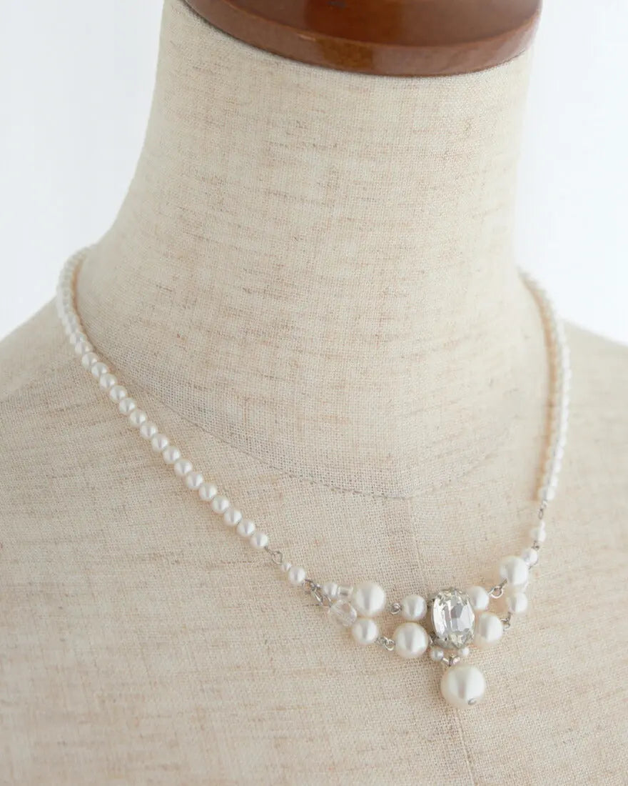 ネックレス結婚式パールアクセサリーパーティーゴージャスショートレディース2連50cm2WAYウェディングシンプルボリュームパールネックレス