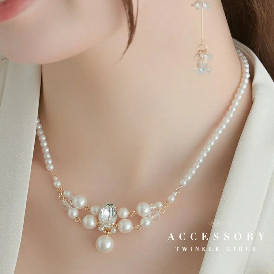 ネックレス結婚式パールアクセサリーパーティーゴージャスショートレディース2連50cm2WAYウェディングシンプルボリュームパールネックレス