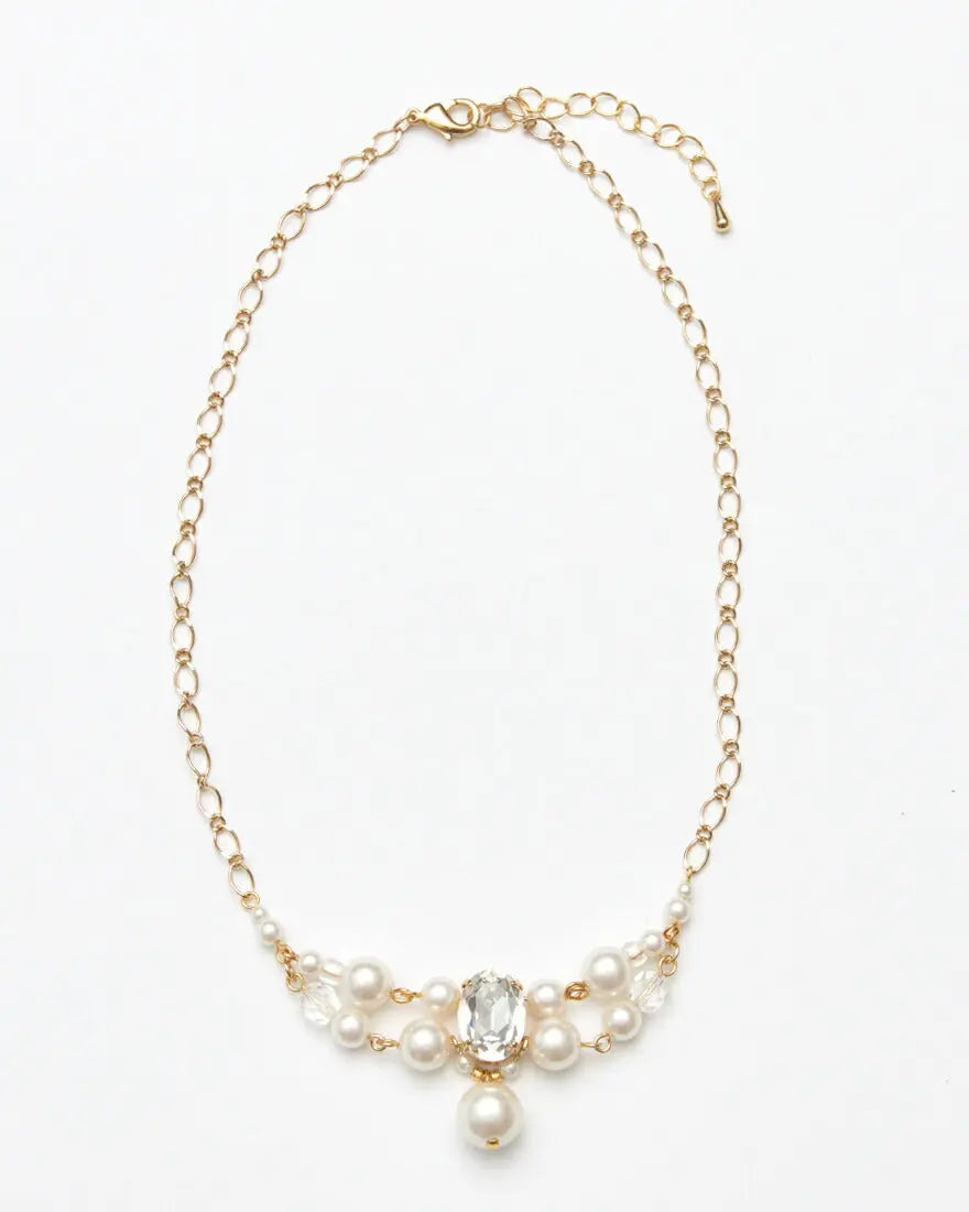 ネックレス結婚式パールアクセサリーパーティーゴージャスショートレディースチェーンウェディングシンプルボリュームパールネックレス