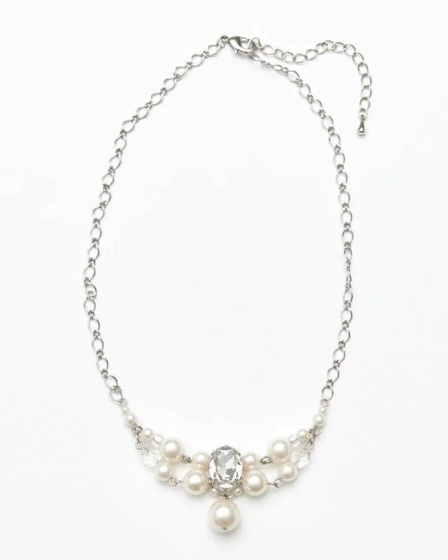 ネックレス結婚式パールアクセサリーパーティーゴージャスショートレディースチェーンウェディングシンプルボリュームパールネックレス