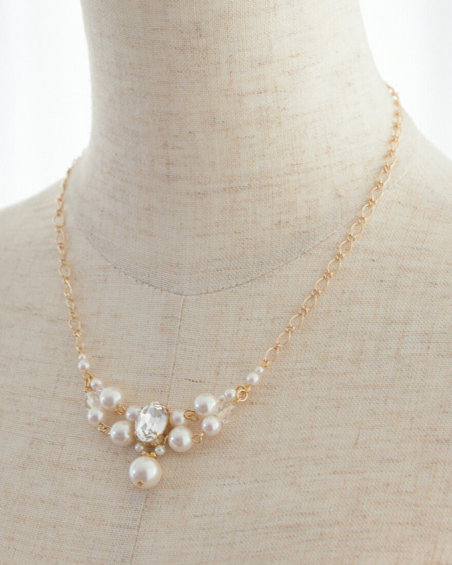 ネックレス結婚式パールアクセサリーパーティーゴージャスショートレディース2連50cm2WAYウェディングシンプルボリュームパールネックレス