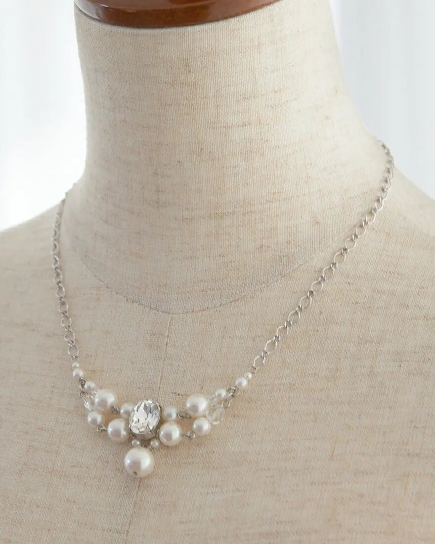 ネックレス結婚式パールアクセサリーパーティーゴージャスショートレディース2連50cm2WAYウェディングシンプルボリュームパールネックレス