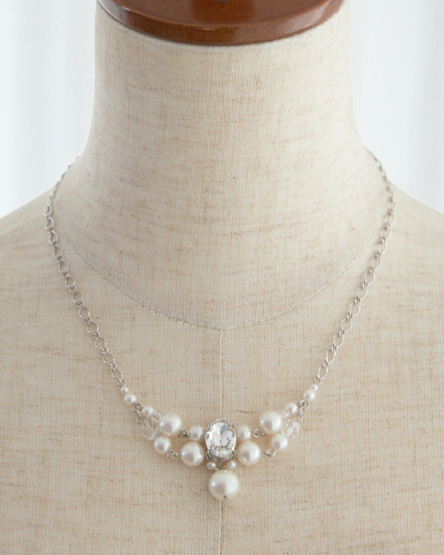 ネックレス結婚式パールアクセサリーパーティーゴージャスショートレディース2連50cm2WAYウェディングシンプルボリュームパールネックレス