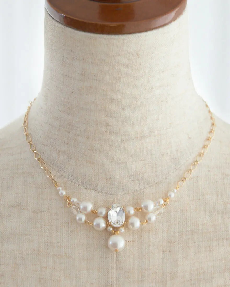 ネックレス結婚式パールアクセサリーパーティーゴージャスショートレディース2連50cm2WAYウェディングシンプルボリュームパールネックレス