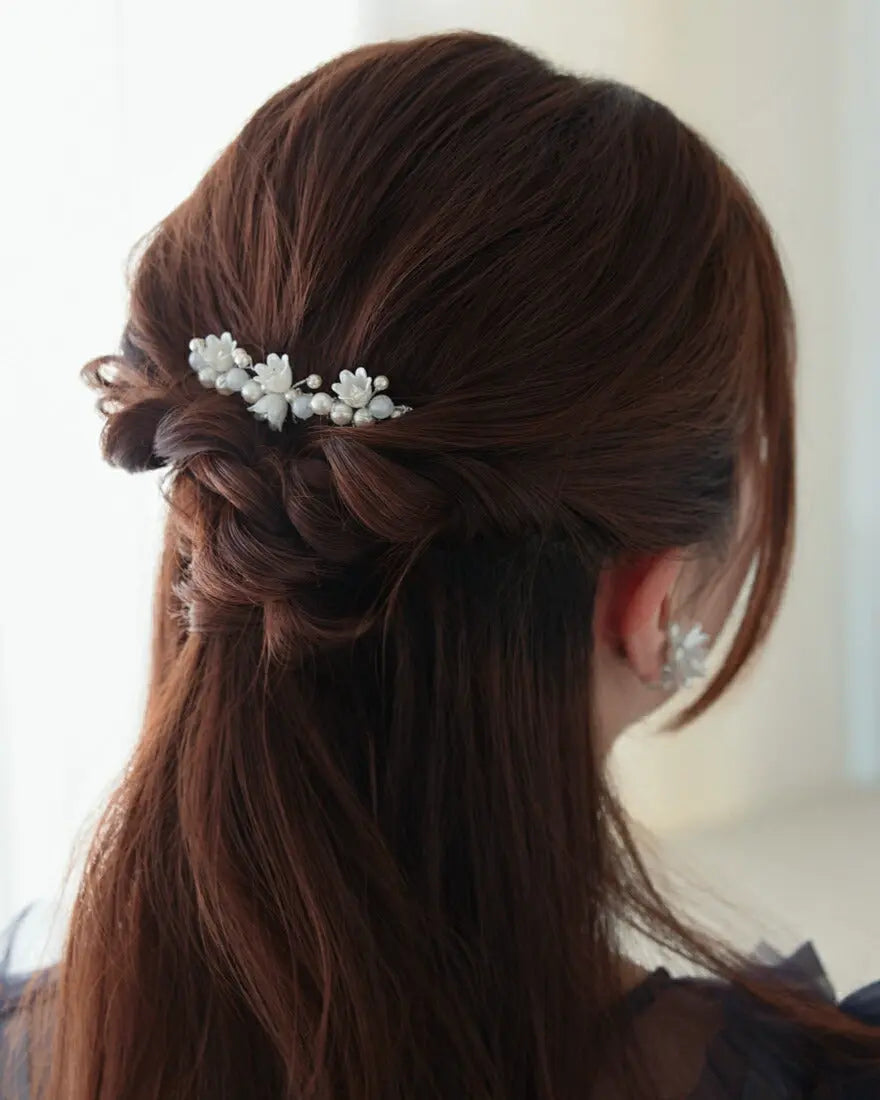 ヘアアクセサリー結婚式パールUピンアクセサリーヘアアクセサリーゲストパーティーヘアアクセゴールドお呼ばれ二次会