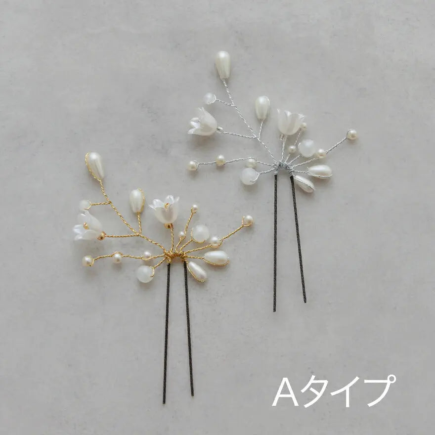 ヘアアクセサリー結婚式パールUピンアクセサリーヘアアクセサリーゲストパーティーヘアアクセゴールドお呼ばれ二次会