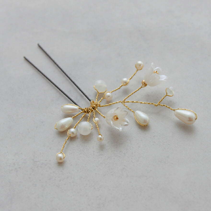 ヘアアクセサリー結婚式パールUピンアクセサリーヘアアクセサリーゲストパーティーヘアアクセゴールドお呼ばれ二次会