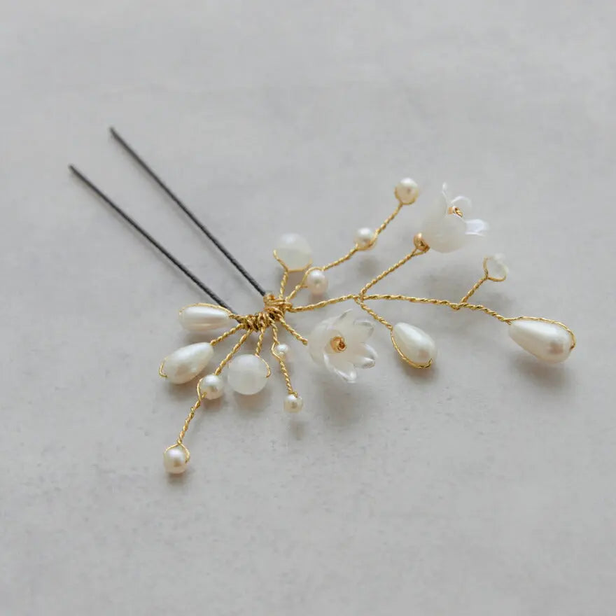 ヘアアクセサリー結婚式パールUピンアクセサリーヘアアクセサリーゲストパーティーヘアアクセゴールドお呼ばれ二次会